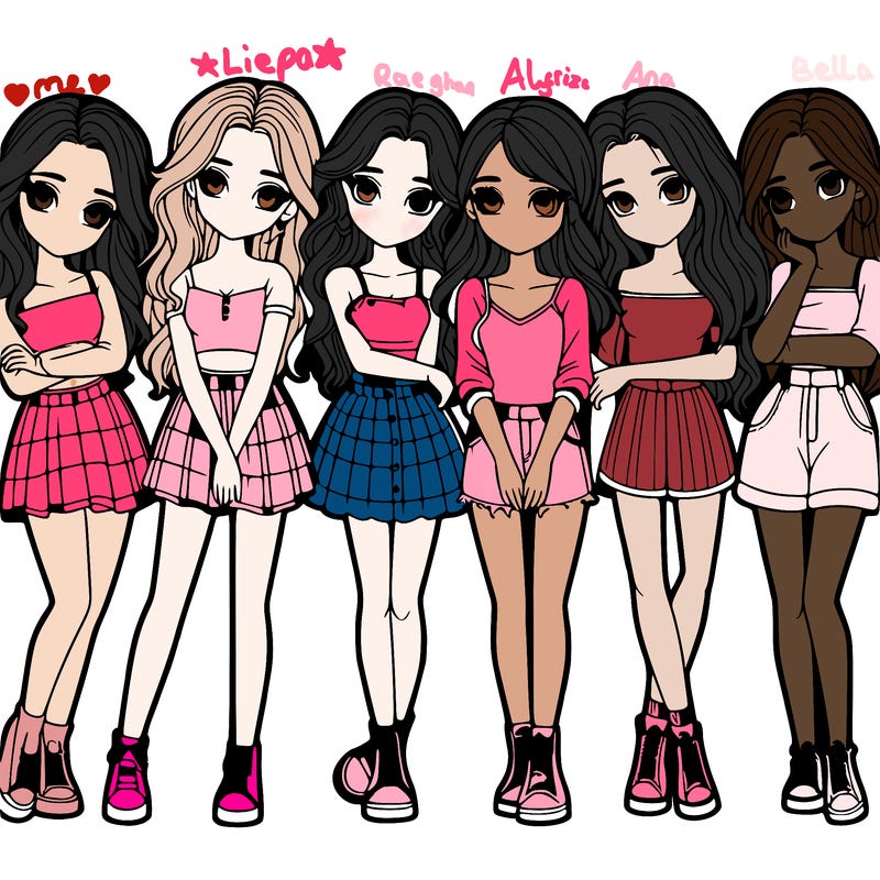 a group of girls realistic