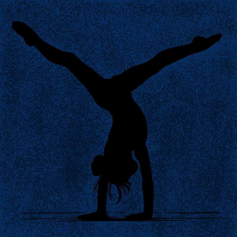 realistic gymnastic hand stand girl in four splits