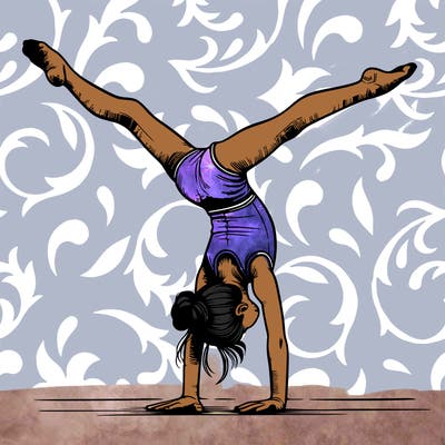 realistic gymnastic hand stand girl in four splits