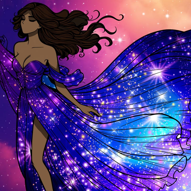 realistic woman in dress flowing the the wind