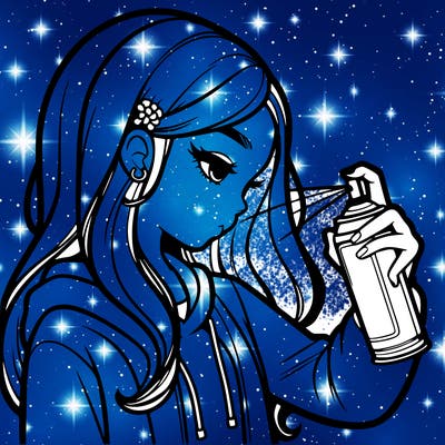 a realistic girl spray painting