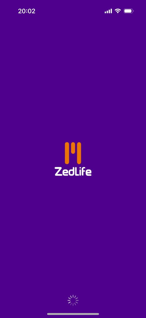 Zed-Life - Zed Life app splash screen featuring an orange logo on a purple background
