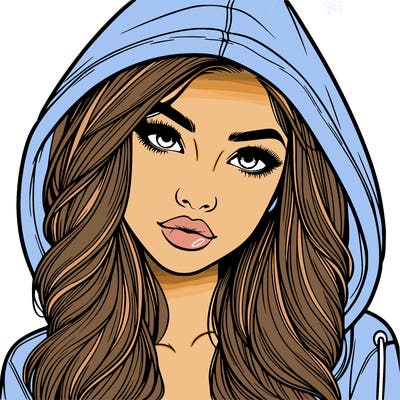 realistic beautiful girl with a hood on