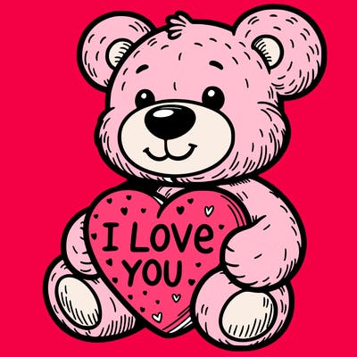 teddy bear holding an i love you heart