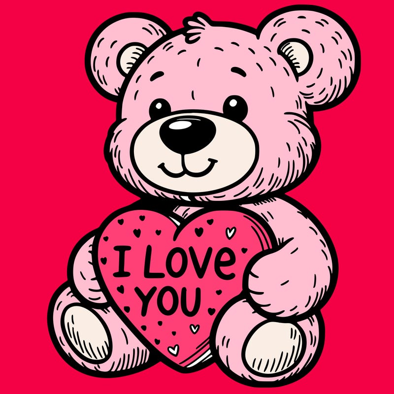 teddy bear holding an i love you heart