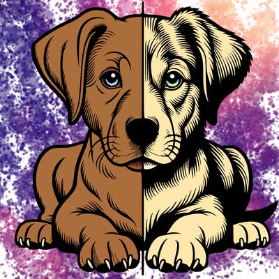realistic dog split picture