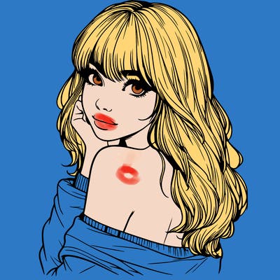 realistic girl with bangs looking over her shoulder