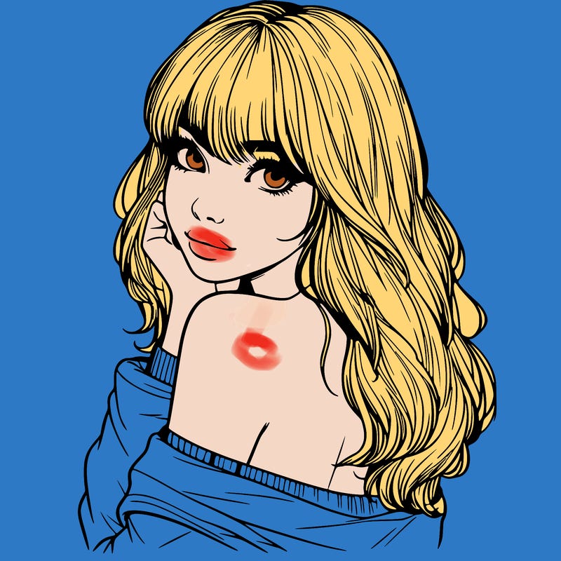 realistic girl with bangs looking over her shoulder
