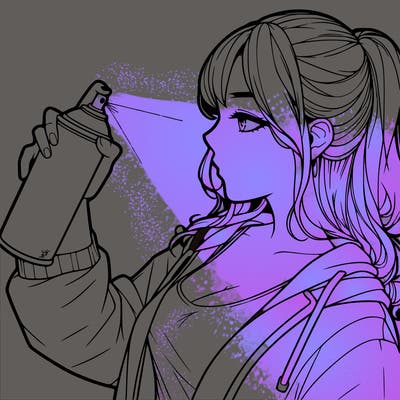 a realistic girl spray, painting