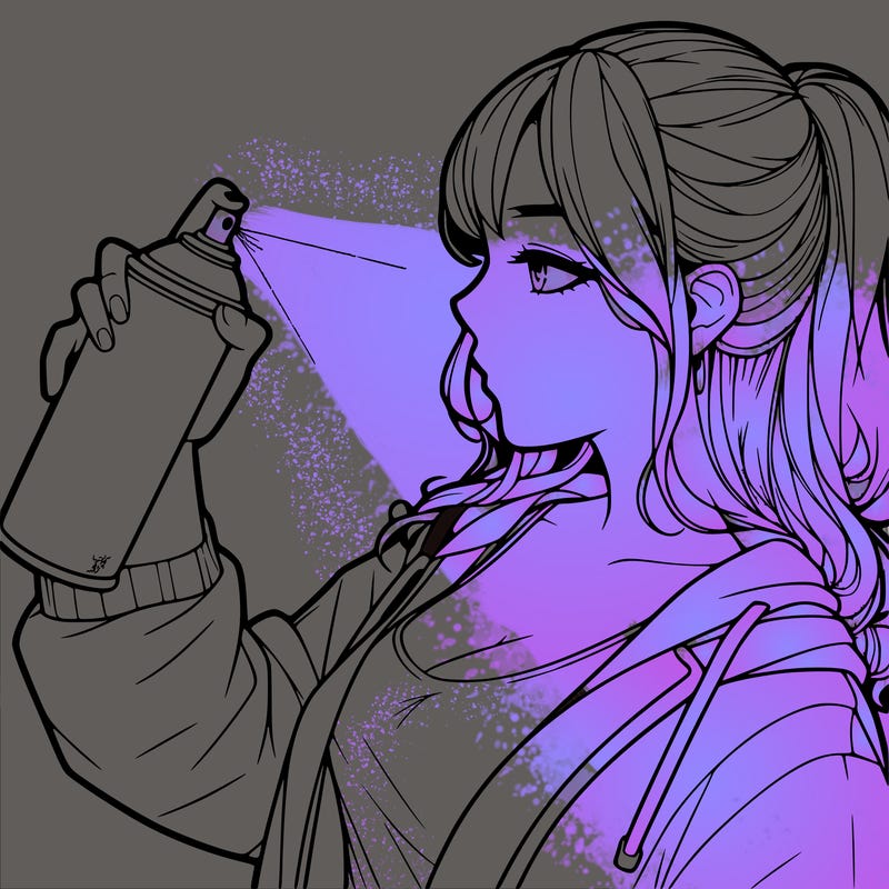 a realistic girl spray, painting