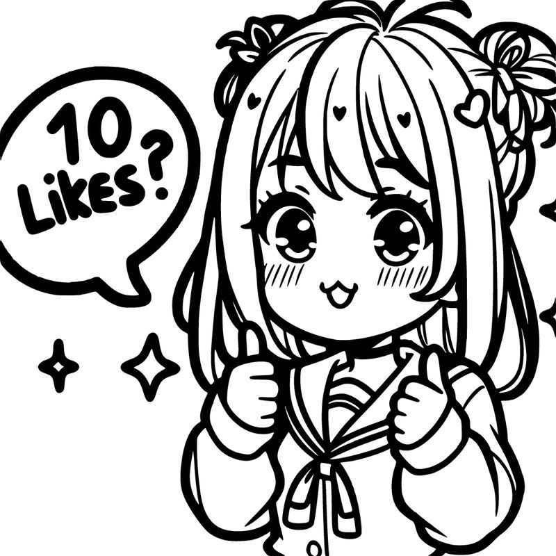 cute manga girl saying 10 likes?