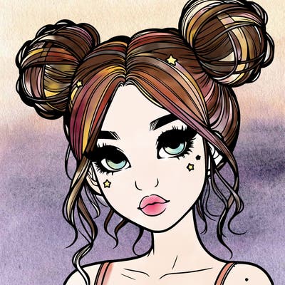 realistic girl with space buns