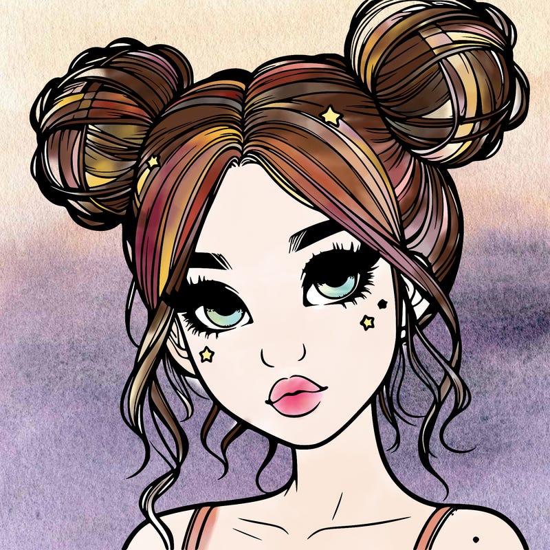 realistic girl with space buns
