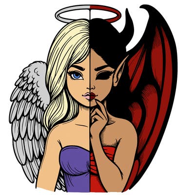 realistic angel half demon