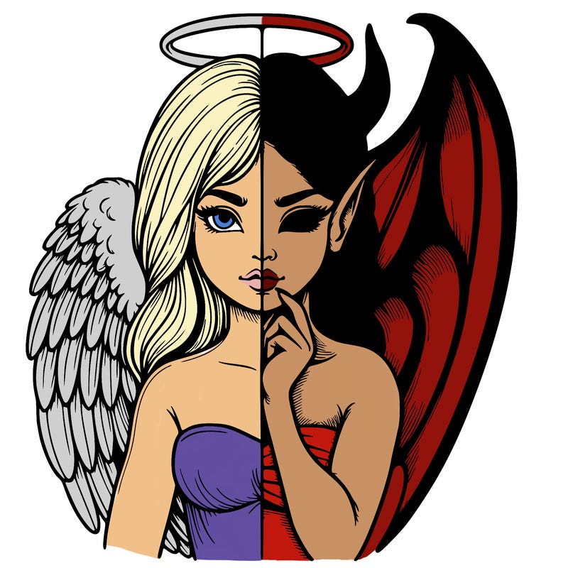 realistic angel half demon