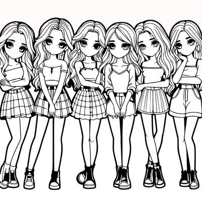 a group of girls realistic