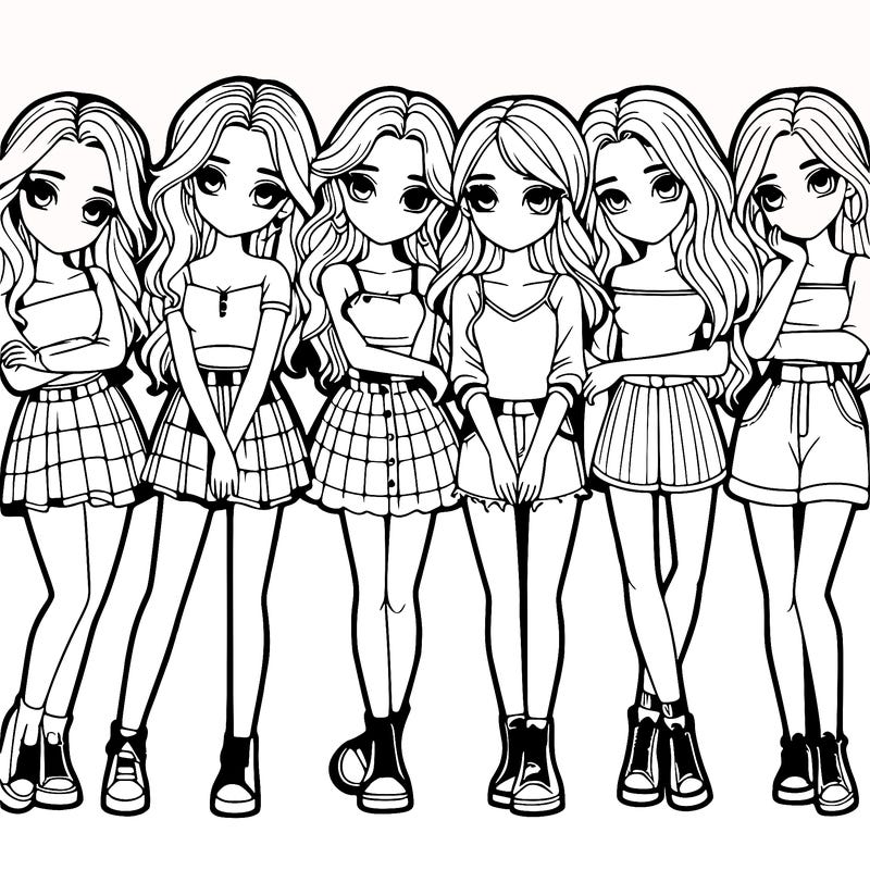 a group of girls realistic