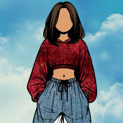 realistic girl faceless with baggy pants and a crop top