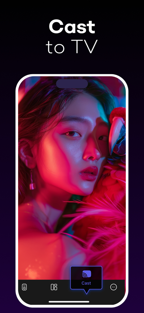 UniRemote: Smart TV Control - Smartphone screen displaying the Cast to TV feature of the UniRemote app