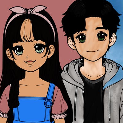 realistic girl and boy