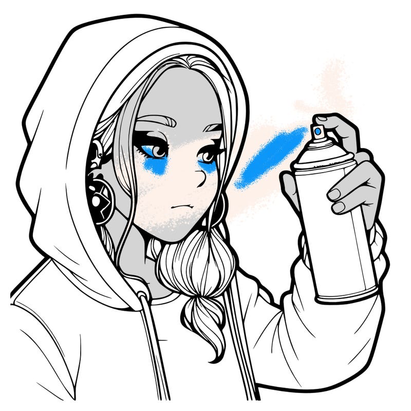 a realistic girl, spray painting