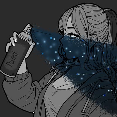 a realistic girl spray, painting