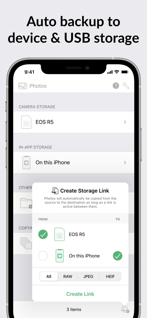 Cascable Studio: Tether & More - Cascable Studio interface for setting up automatic photo backup from a camera to an iPhone