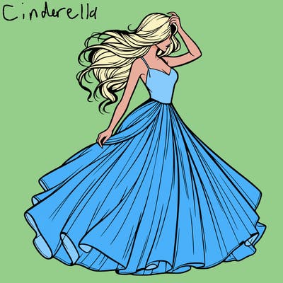 realistic woman with dress flowing in the wind