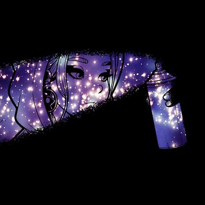 a realistic girl, spray painting