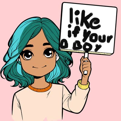 realistic girl holding up a sign