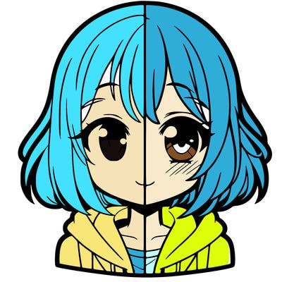 animated girl half anime