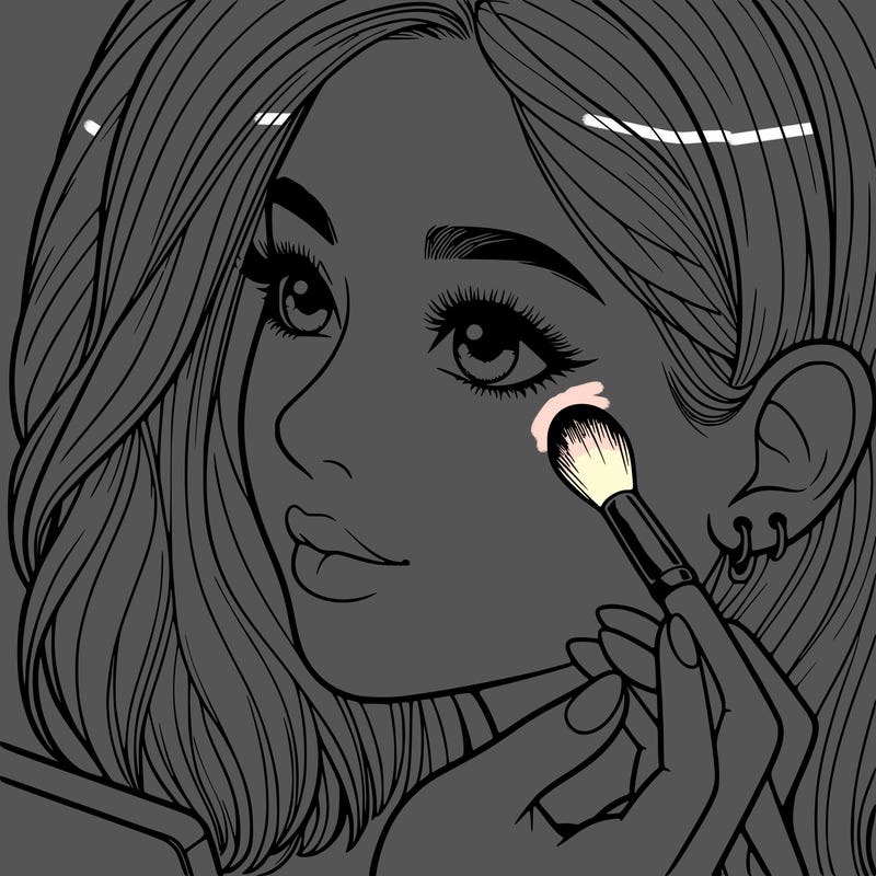 a realistic girl doing her makeup