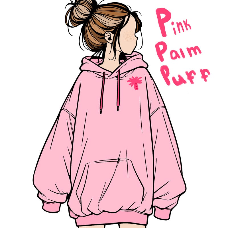 realistic girl with a oversized sweatshirt on and a bun