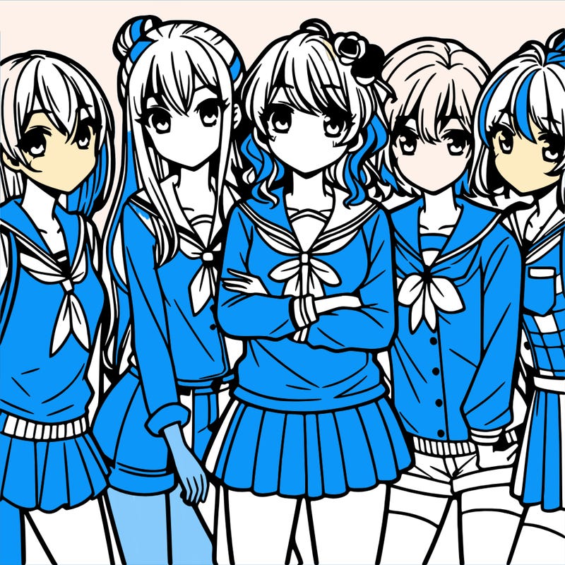 teen manga girls group of 5
