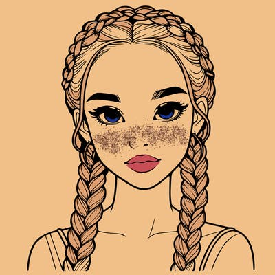 realistic girl with braids