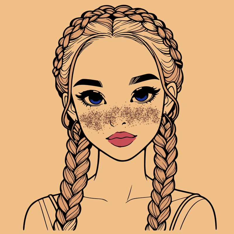 realistic girl with braids