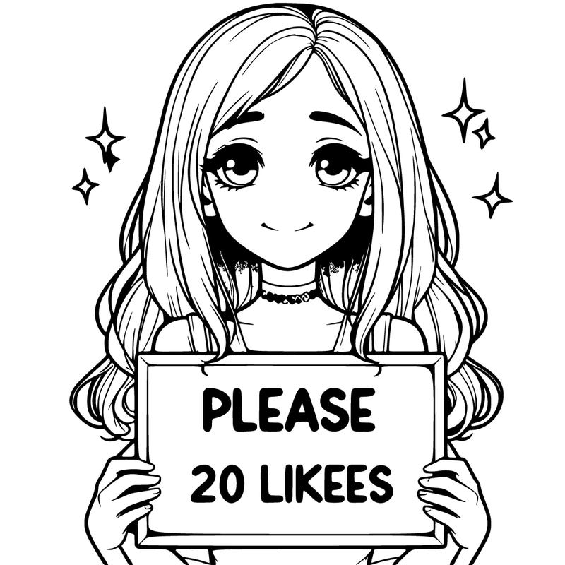 realistic girl holding a sign that says please 20 likes