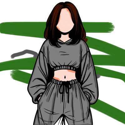 realistic girl faceless with baggy pants and a crop top