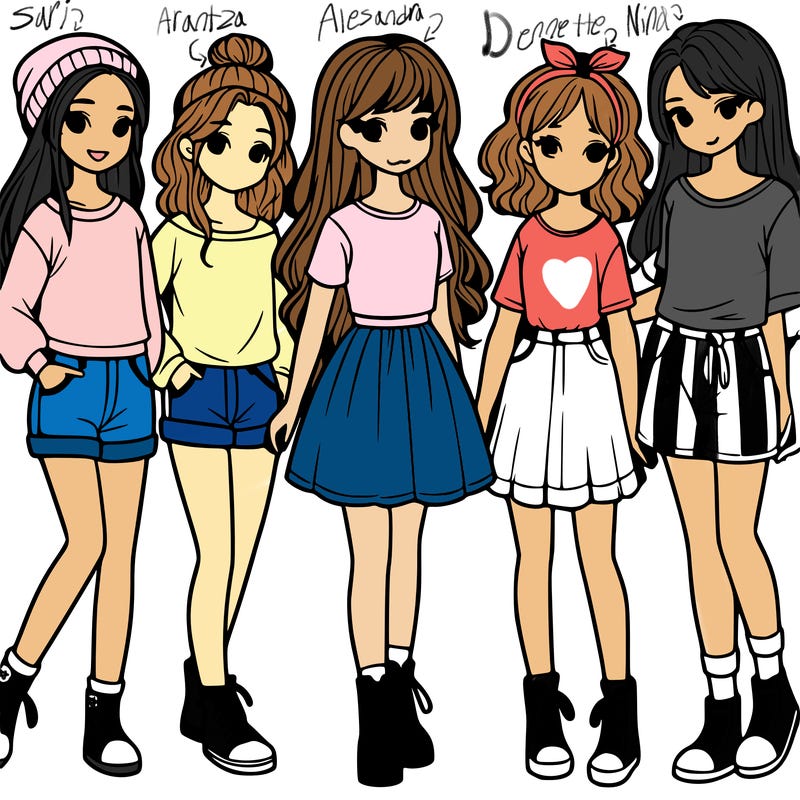 a group of five girls