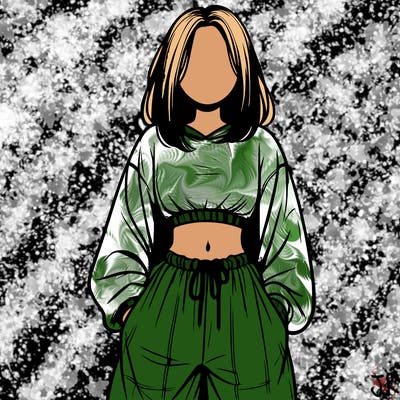 realistic girl faceless with baggy pants and a crop top