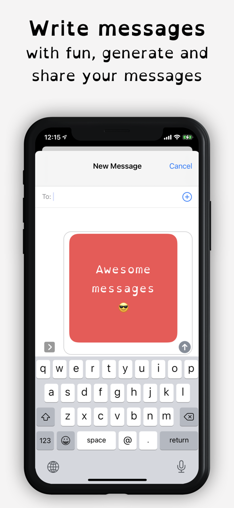 iPhone screen showing a custom message generated using the OpenDyslexic font with a red background