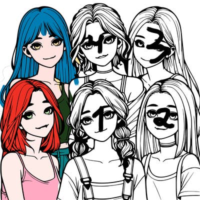 a group of girls realistic