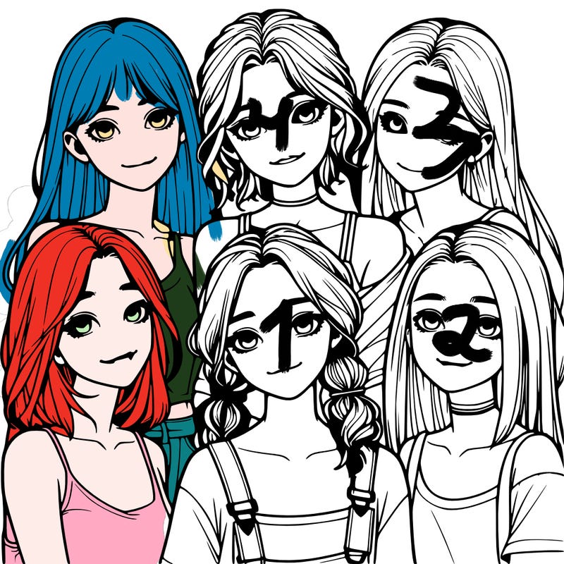 a group of girls realistic