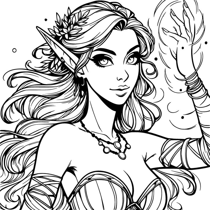 realistic elven woman glow magic wild chaos