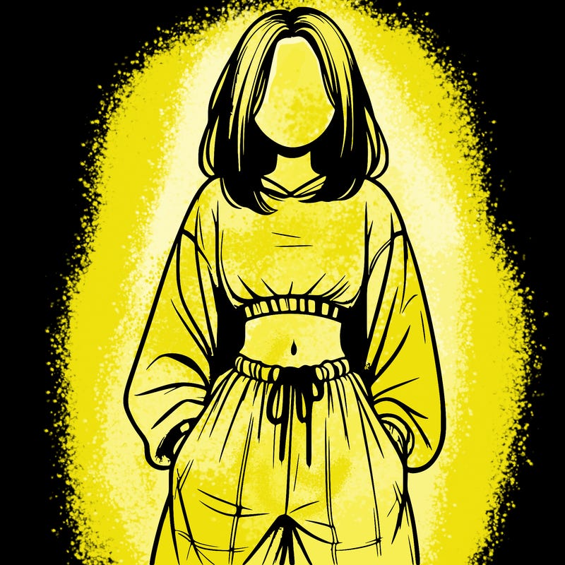 realistic girl faceless with baggy pants and a crop top