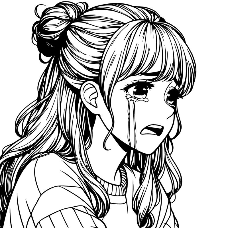 realistic sad teenage girl crying