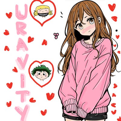 manga teen girl  in a sweater and baggy pants