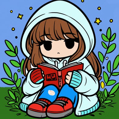 girl in oversized hoodie reading a book