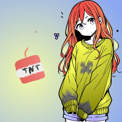 manga teen girl  in a sweater and baggy pants