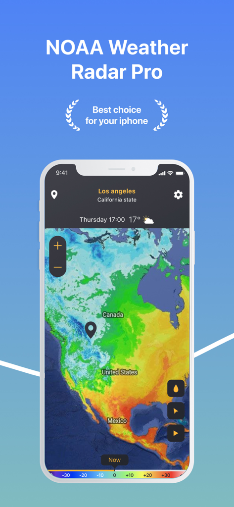Meteo Radar Pro - Meteo Radar Pro app screenshot featuring an interactive NOAA weather radar map on an iPhone
